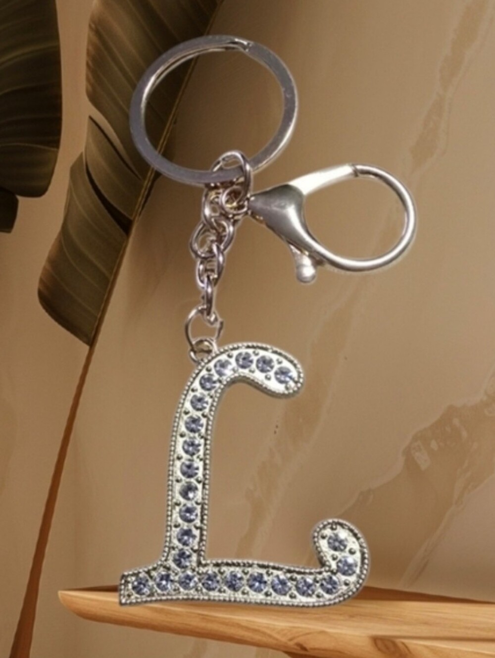 Golg  Crystal Letter 'L' Keychain Key & Card Holder